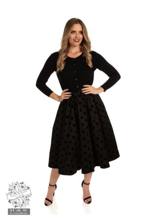 Suzie Swing Skirt in Black Flocking